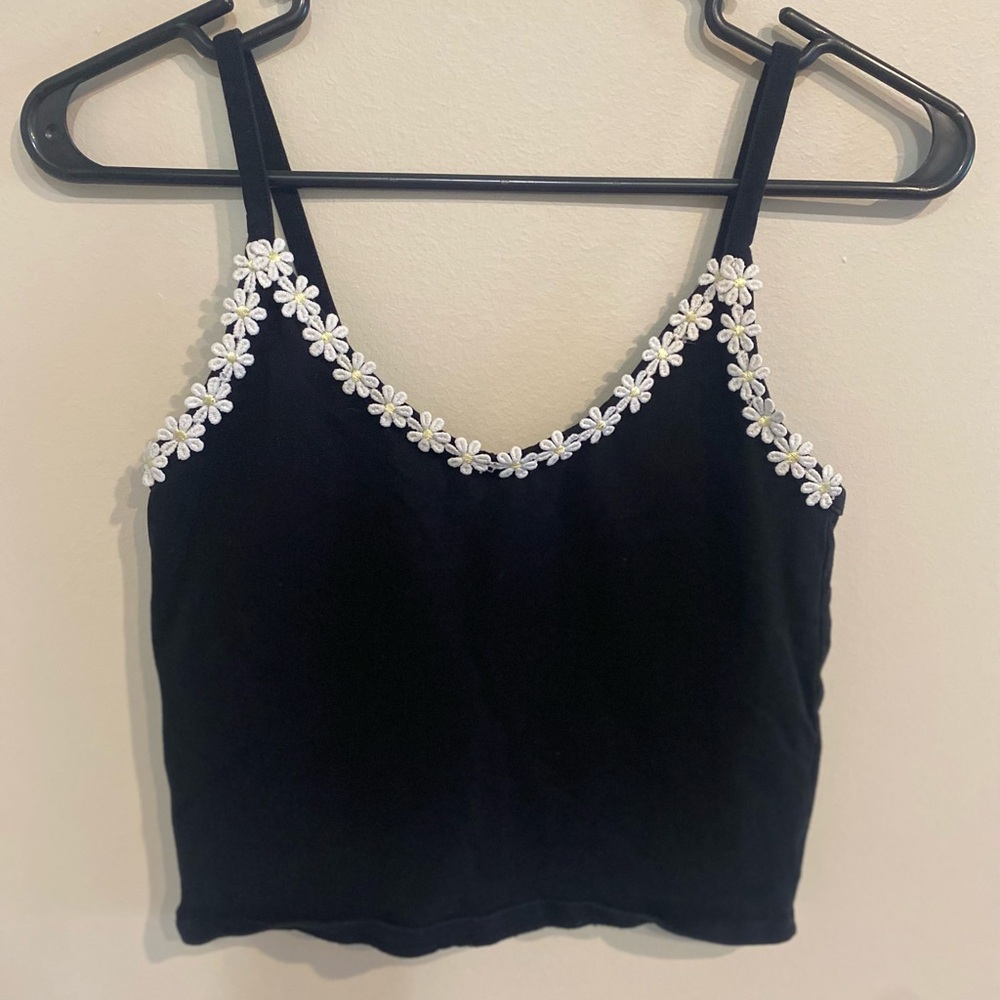 Forever 21 Black Embellished Crop Camisole